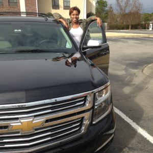 Johnna with the 2015 GM Tahoe